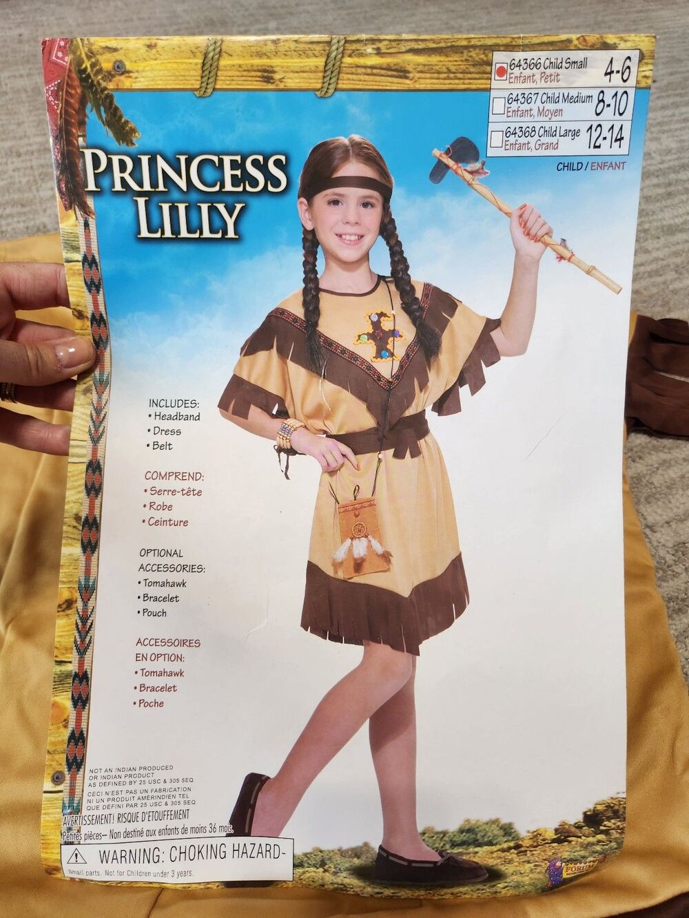 Princess Lilly Native American Girl Costume size small 4-6 years